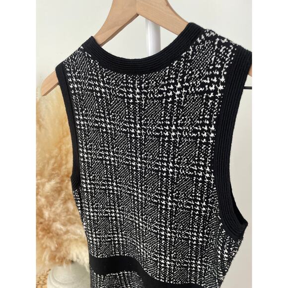 Kate Spade Out West Mod Black Plaid Knit Sleeveless Sweater Dress XS A Line Mini - Picture 8 of 9